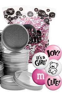 M&M's It's a Girl DIY Baby Shower favor tins