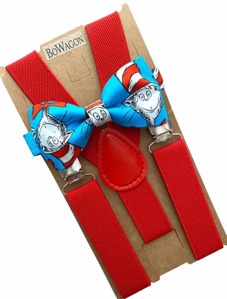 Cat in the Hat Dr Seuss Bow Tie & Suspenders