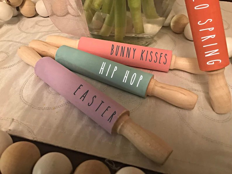 Mini Farmhouse Rolling Pin Easter Tiered Tray Decor