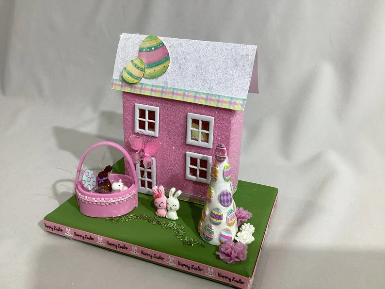 Easter Miniature Glitter House Easter Decorations For Your Home