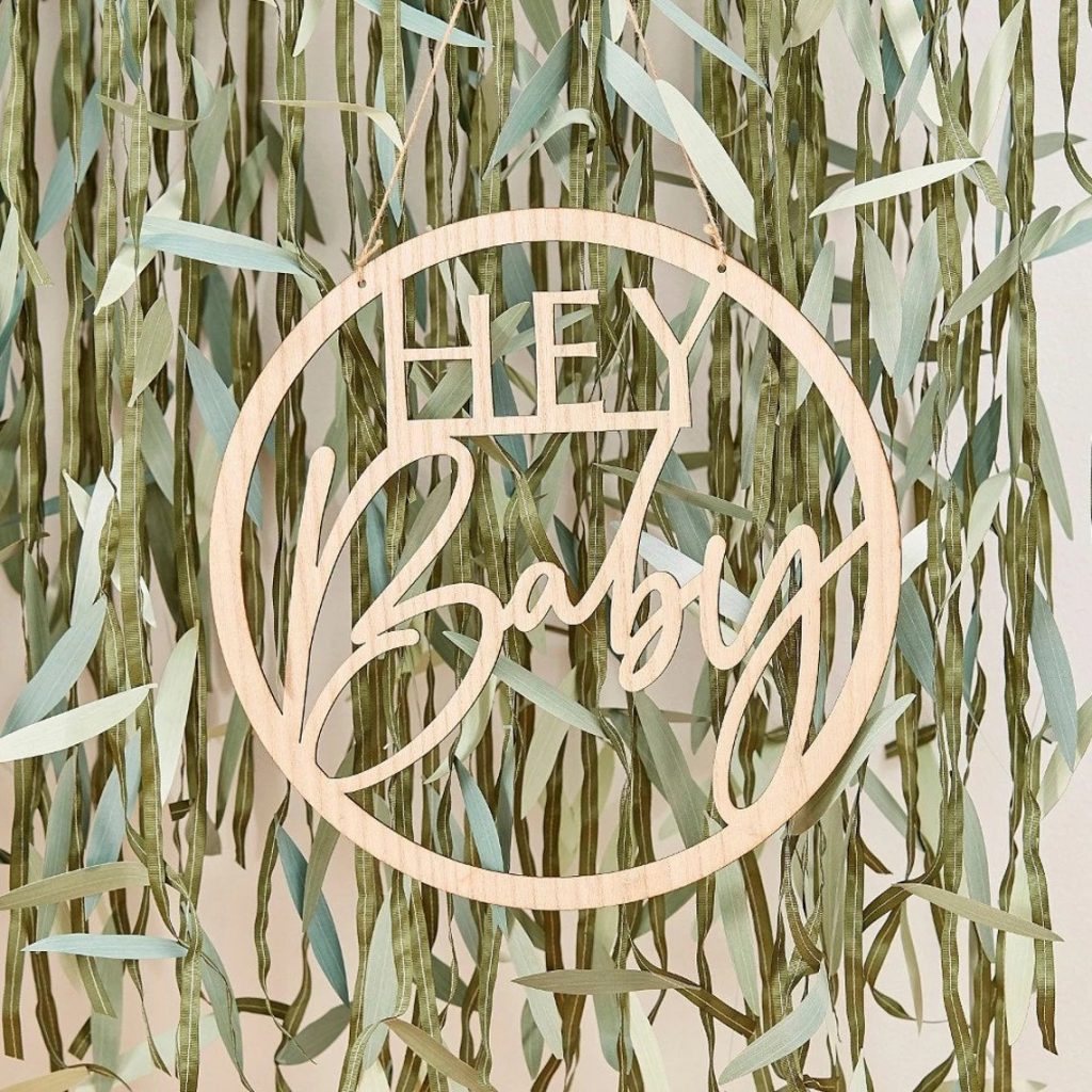 Hey Baby Wooden Baby Shower Sign