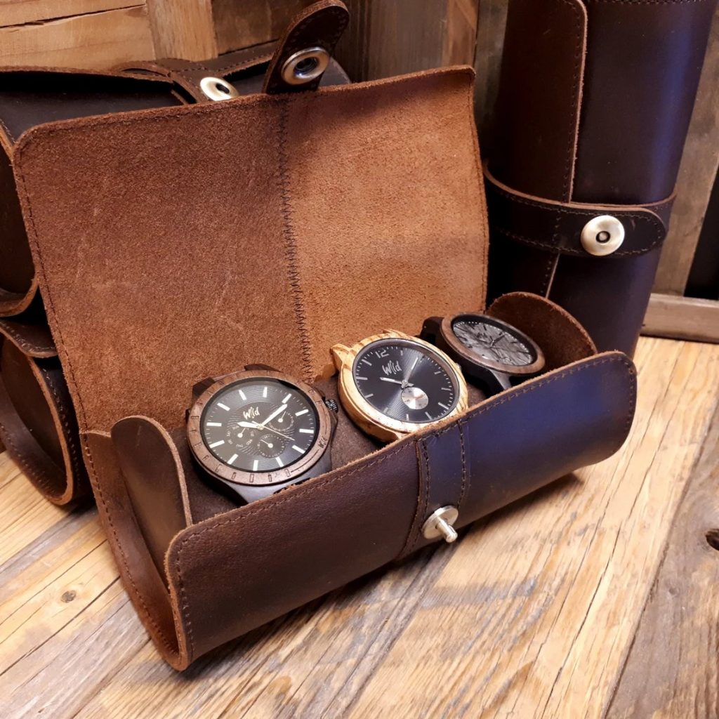 Personalized Leather Watch Roll