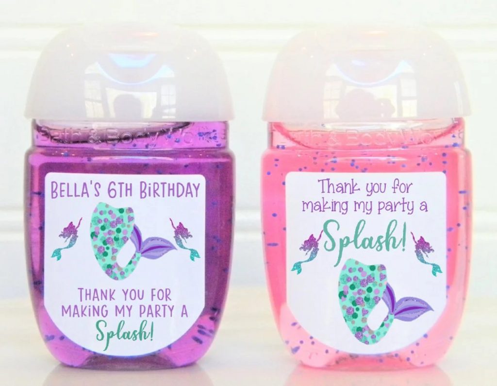 Personalized Mermaid Tail Hand Sanitizer Party Favors