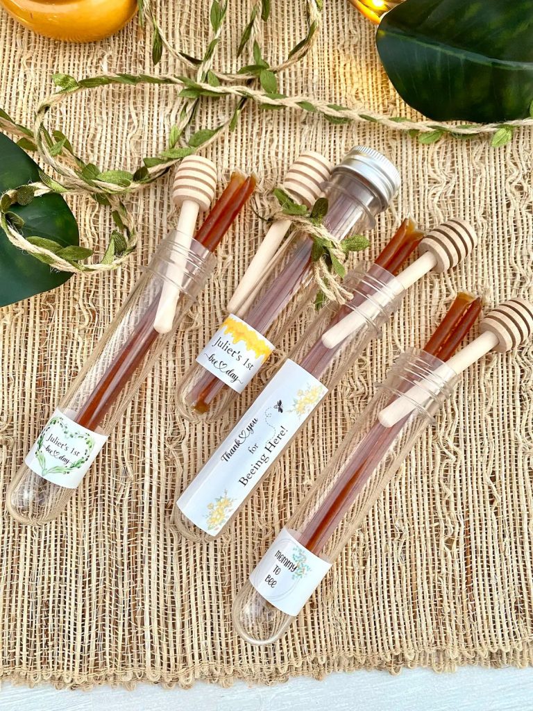 Personalized Pure Wildflower Honey Stick & Dipper Baby Shower  Favors