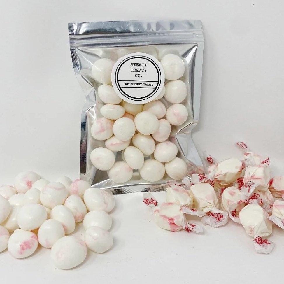 Freeze Dried Peppermint Salt Water Taffy Christmas Favors