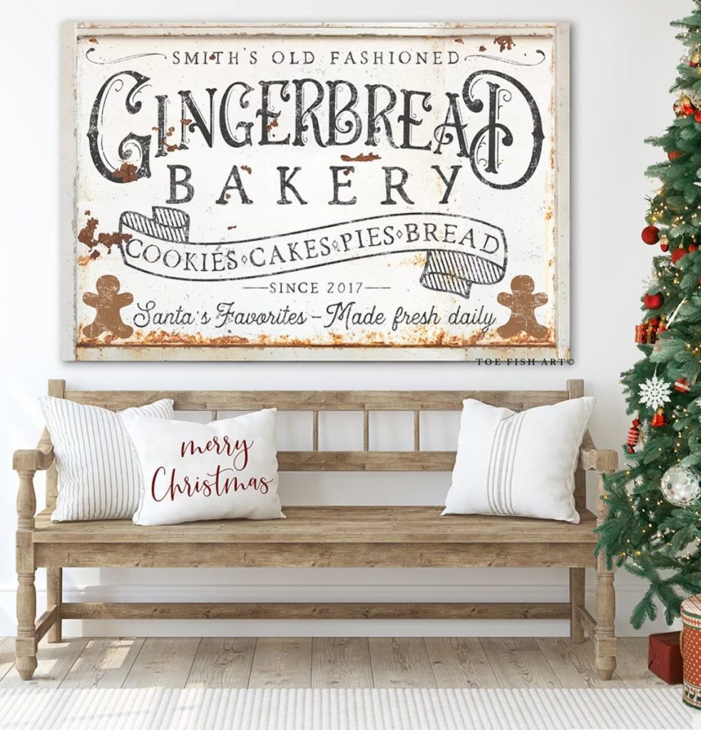 Rustic Farmhouse Gingerbread Sign Holiday Decor