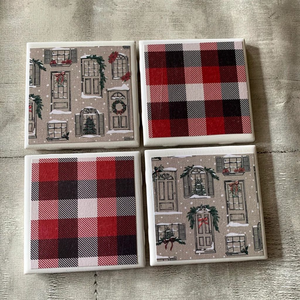 Rustic Farmhouse Vintage Christmas Coasters