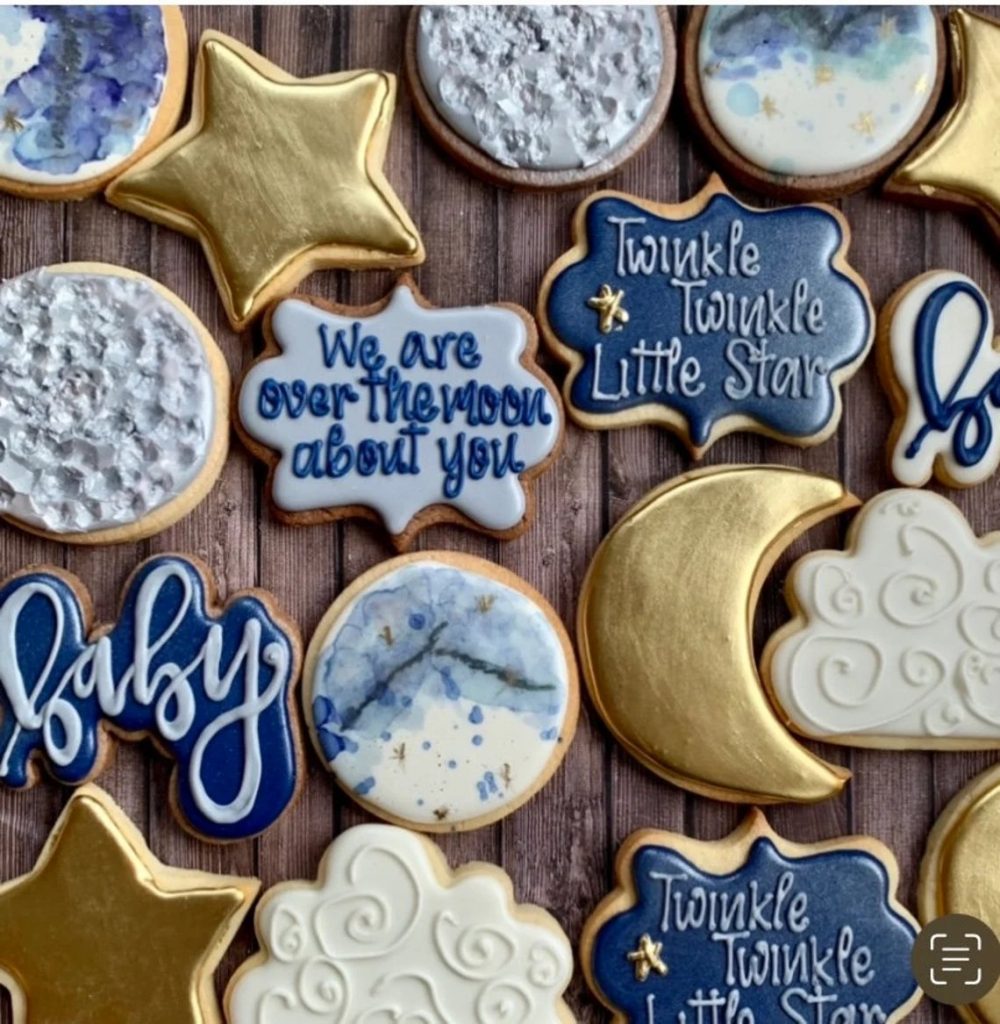 Moon & Star Baby Shower Cookie Favors