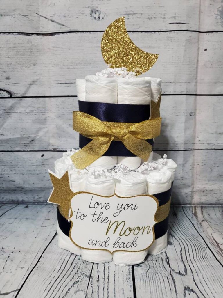 Moon & Stars Baby Shower Diaper Cake Centerpiece