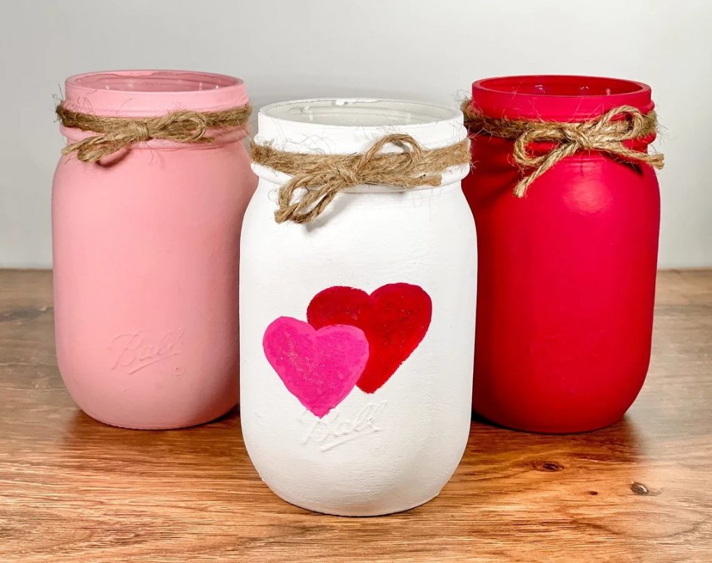 Valentine's Day Mason Jar Centerpiece Table Decor