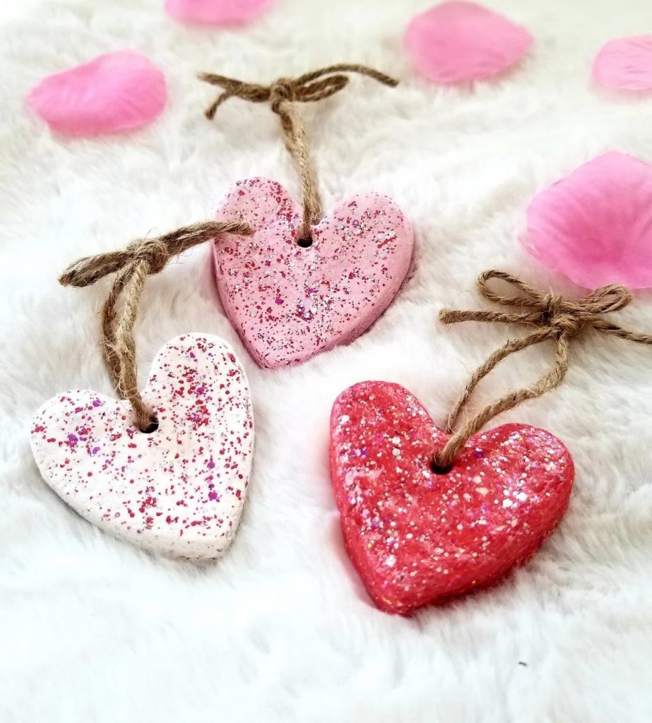 Salt Dough Hearts Valentine Ornaments