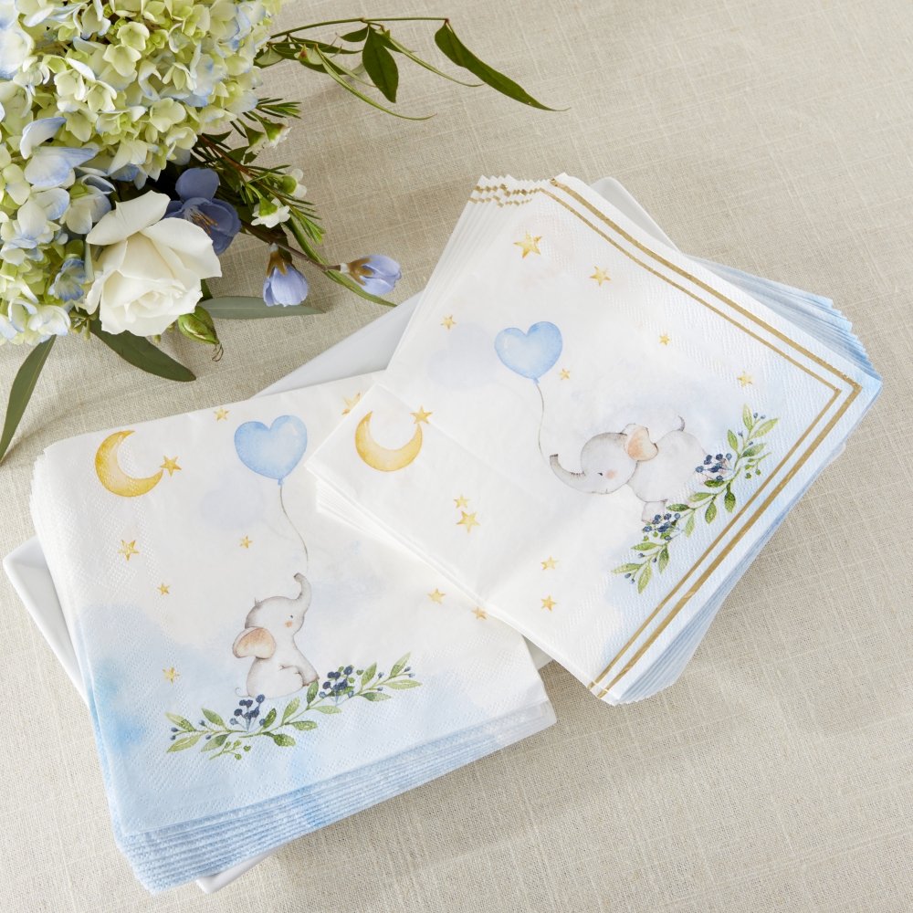 Blue Elephant Baby Shower Paper Napkins