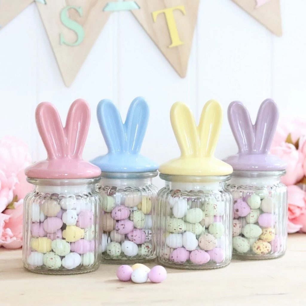 Easter Bunny Ear Glass Jars