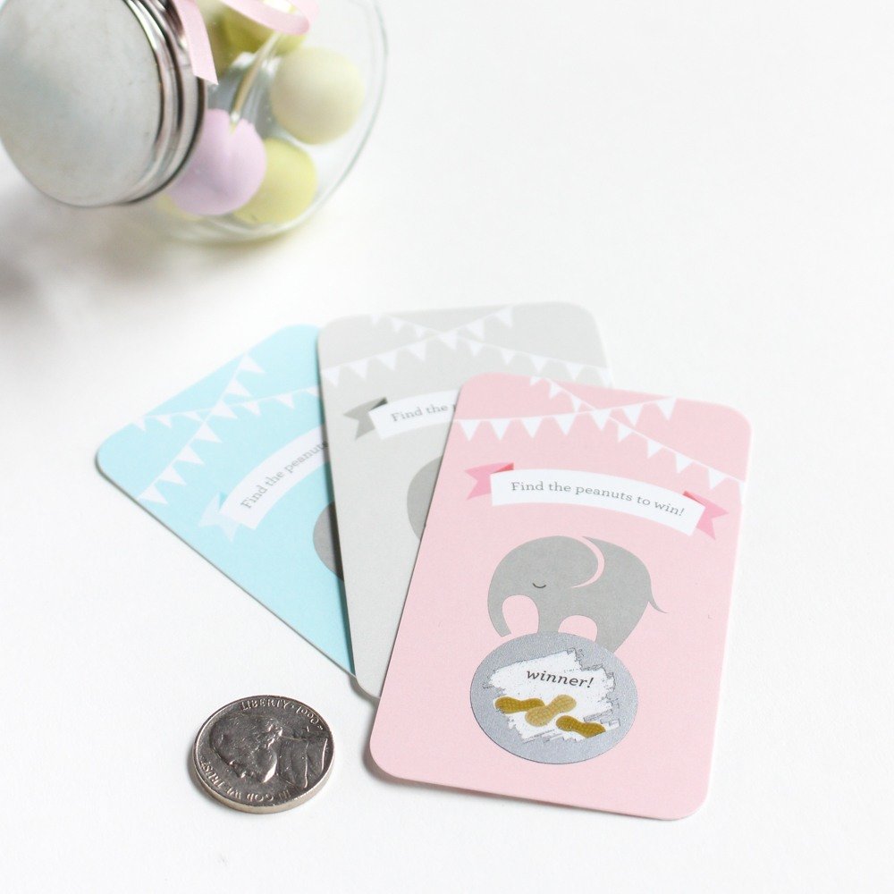 Elephant Themed Scratch Cards Baby Shower Game