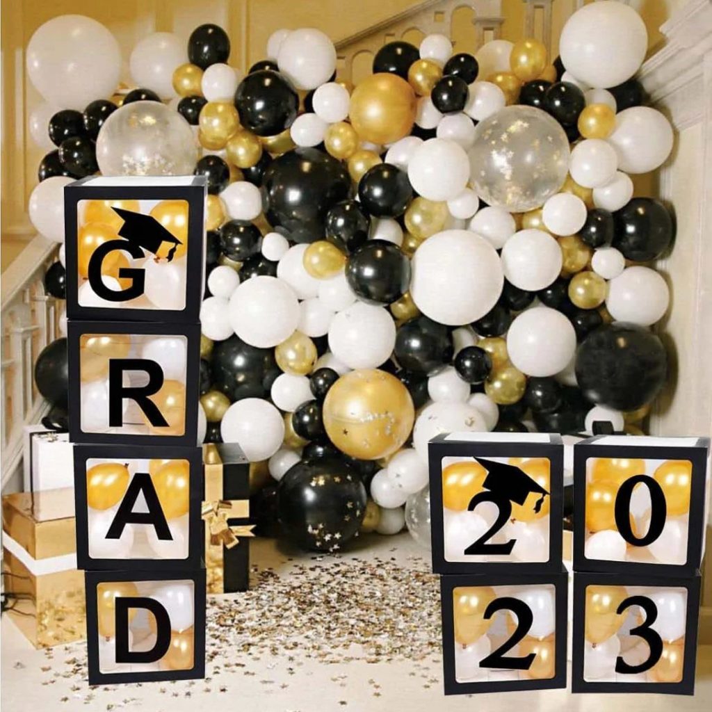 Graduation Black Balloon Box Decor