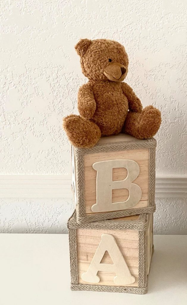 Baby Block & Teddy Bear Baby Shower Centerpiece