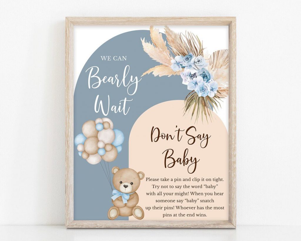 Bearly Wait Baby Shower Game Sign Printable