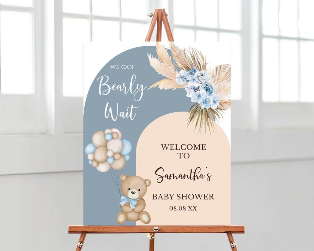 Bearly Wait Baby Shower Welcome Sign Printable