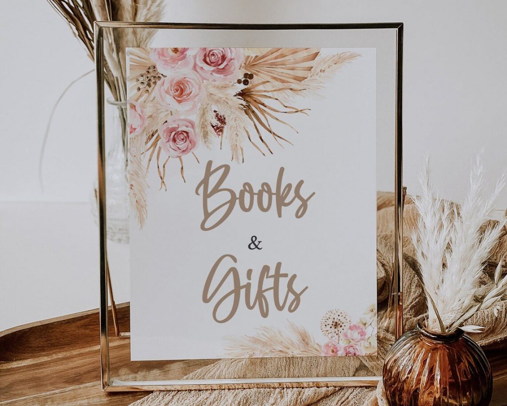 Books & Gifts Sign Baby Shower Printable