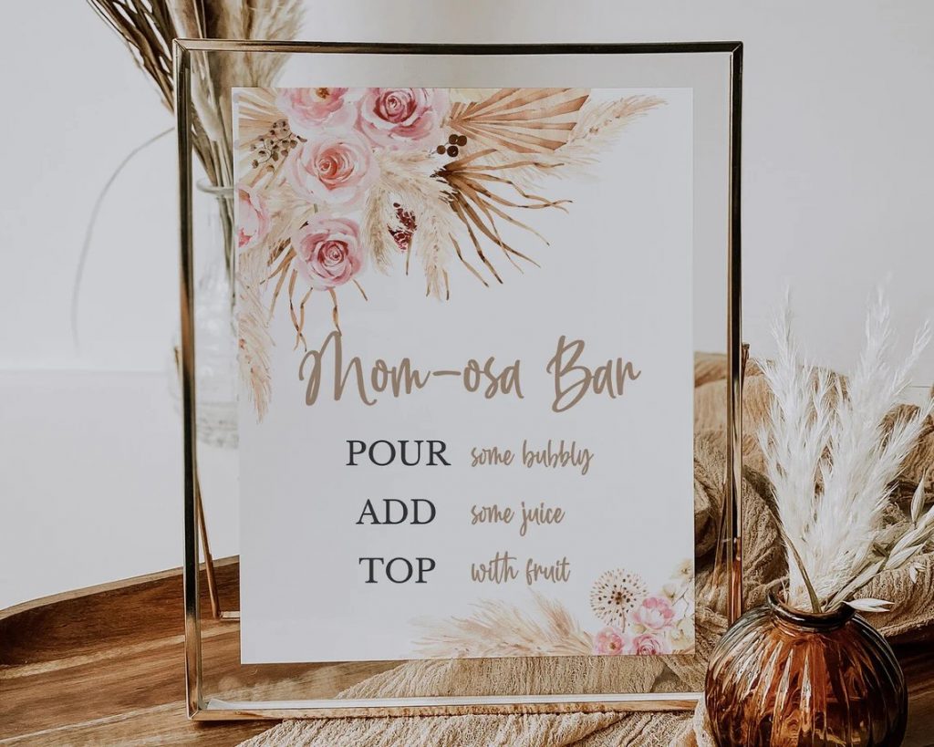 Mom-osa Sign Baby Shower Printable