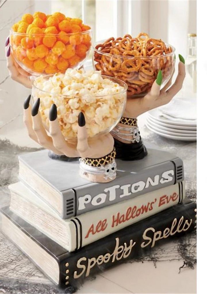 Halloween Snack Bowl Hand Stand Party Idea