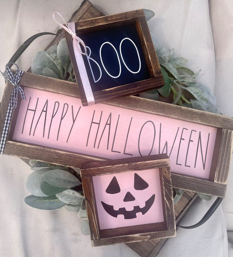 Pink Halloween Farmhouse Signs