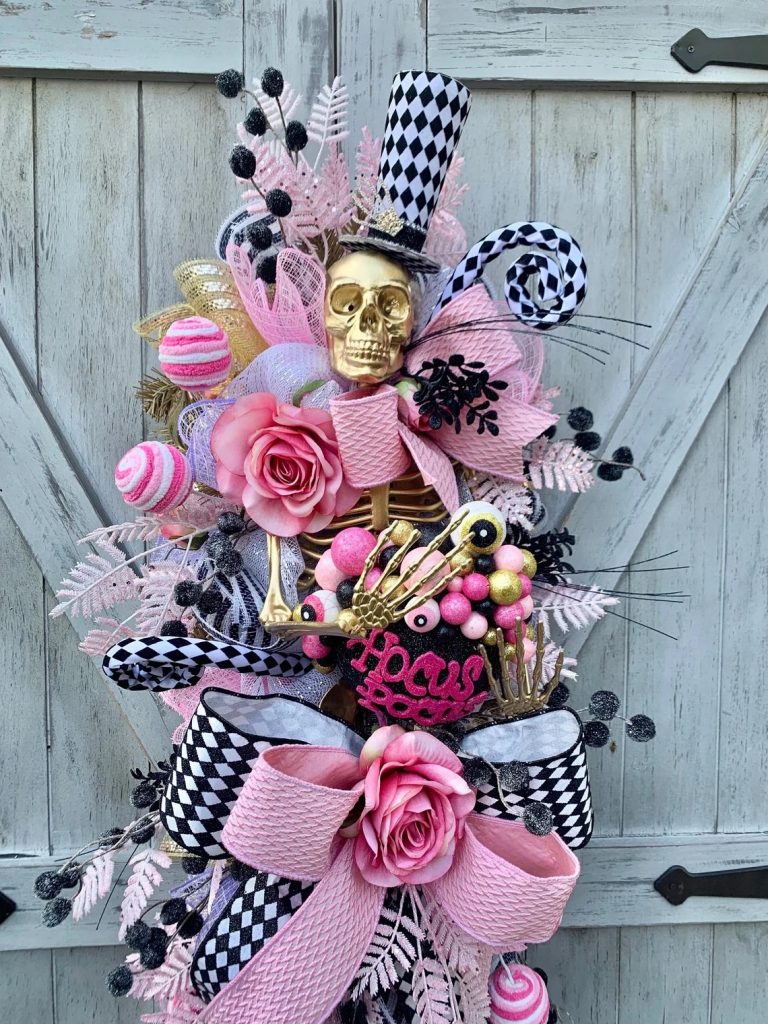 Pink Halloween Wreath