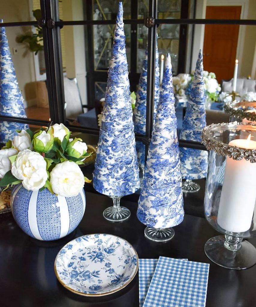 Winter Wonderland Blue & White Christmas Tree Centerpieces