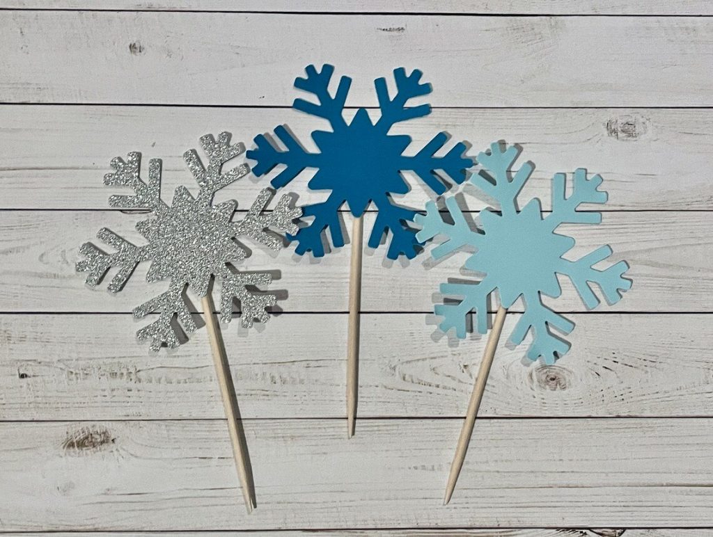 Winter Wonderland Holiday Glitter Snowflake Cake Topper