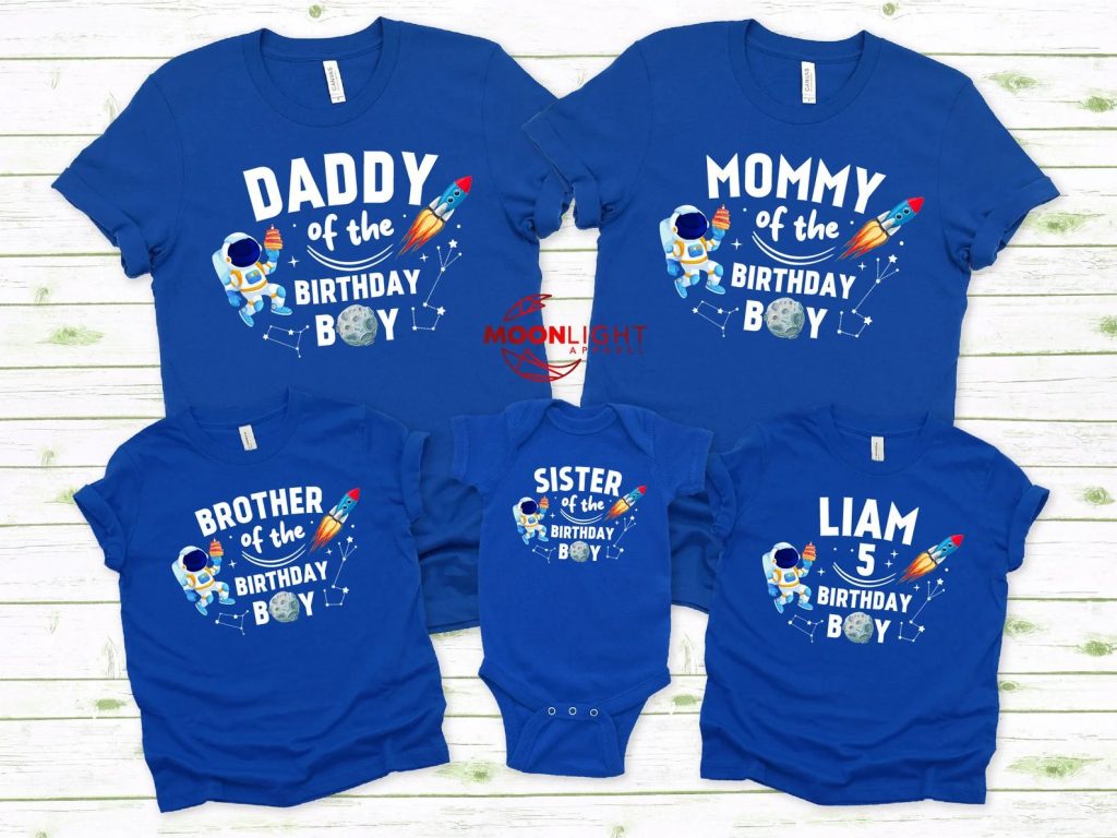 Space Birthday Party Family Shirts