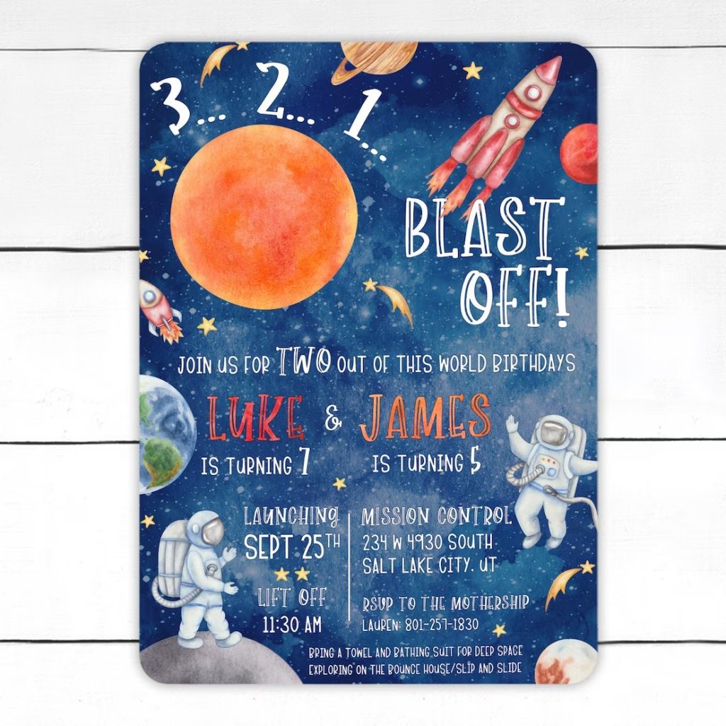 Space Birthday Party Invitation