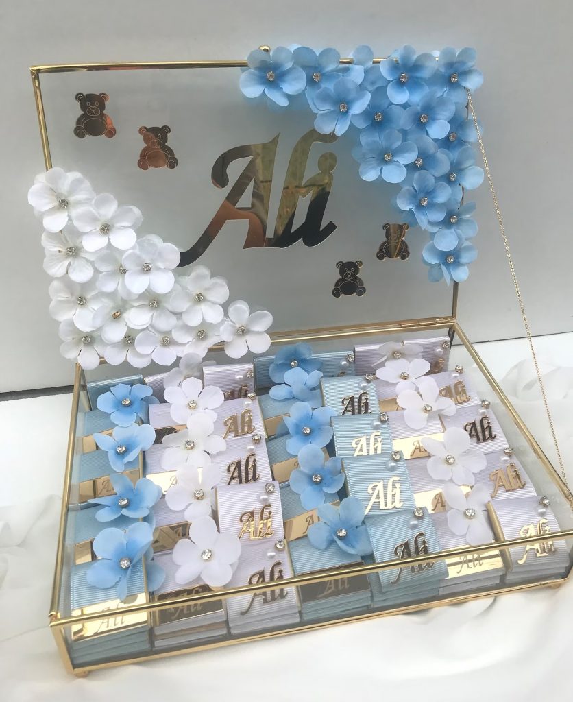 Blue Chocolate Baby Shower Favors