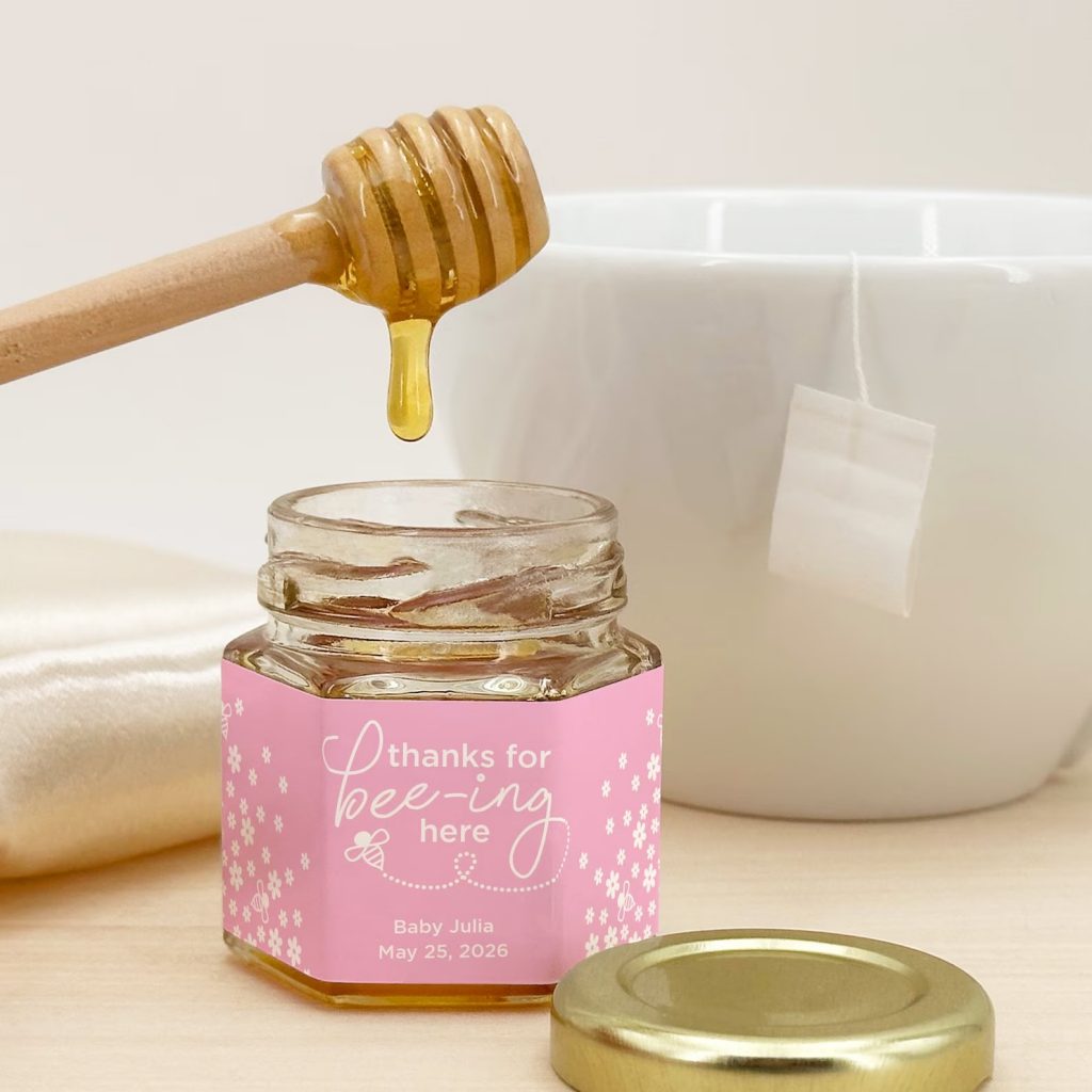 Pink Label Honey Baby Shower Favor Jar