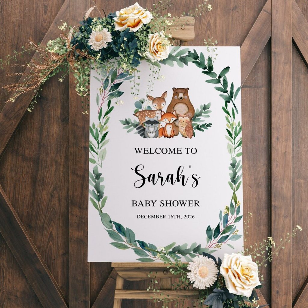 Woodland Baby Shower Welcome Sign Printable