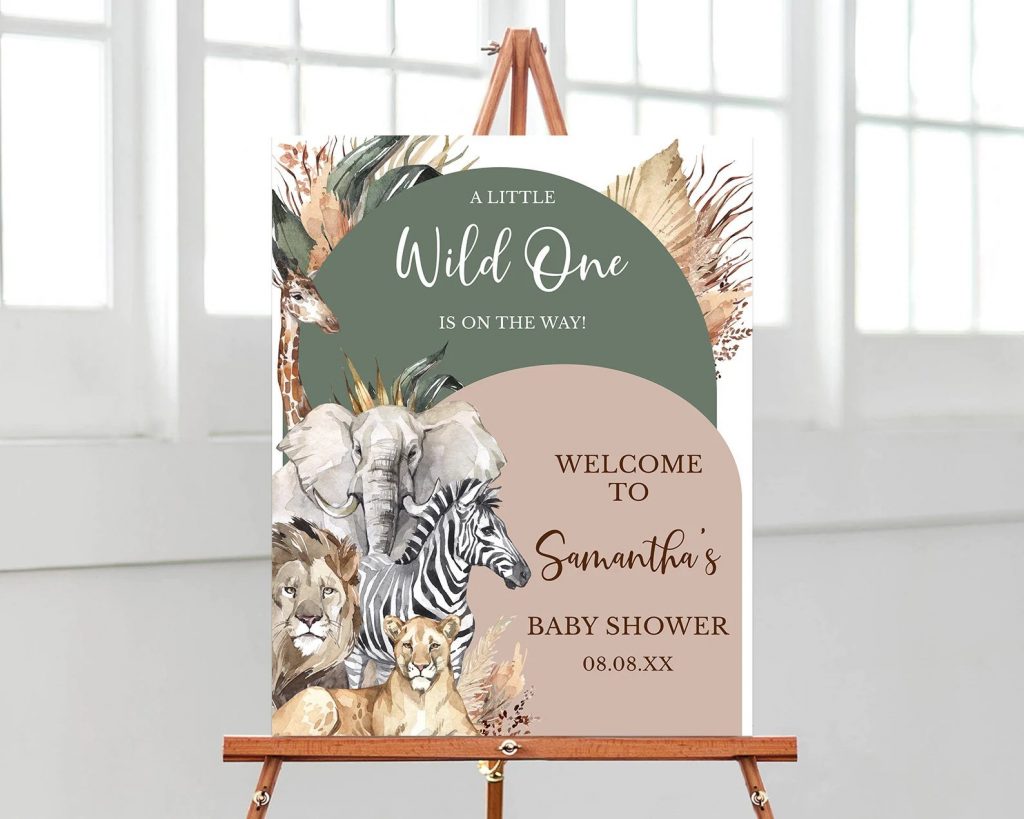 Boho Jungle Baby Shower and Kids Party Welcome Sign Printable