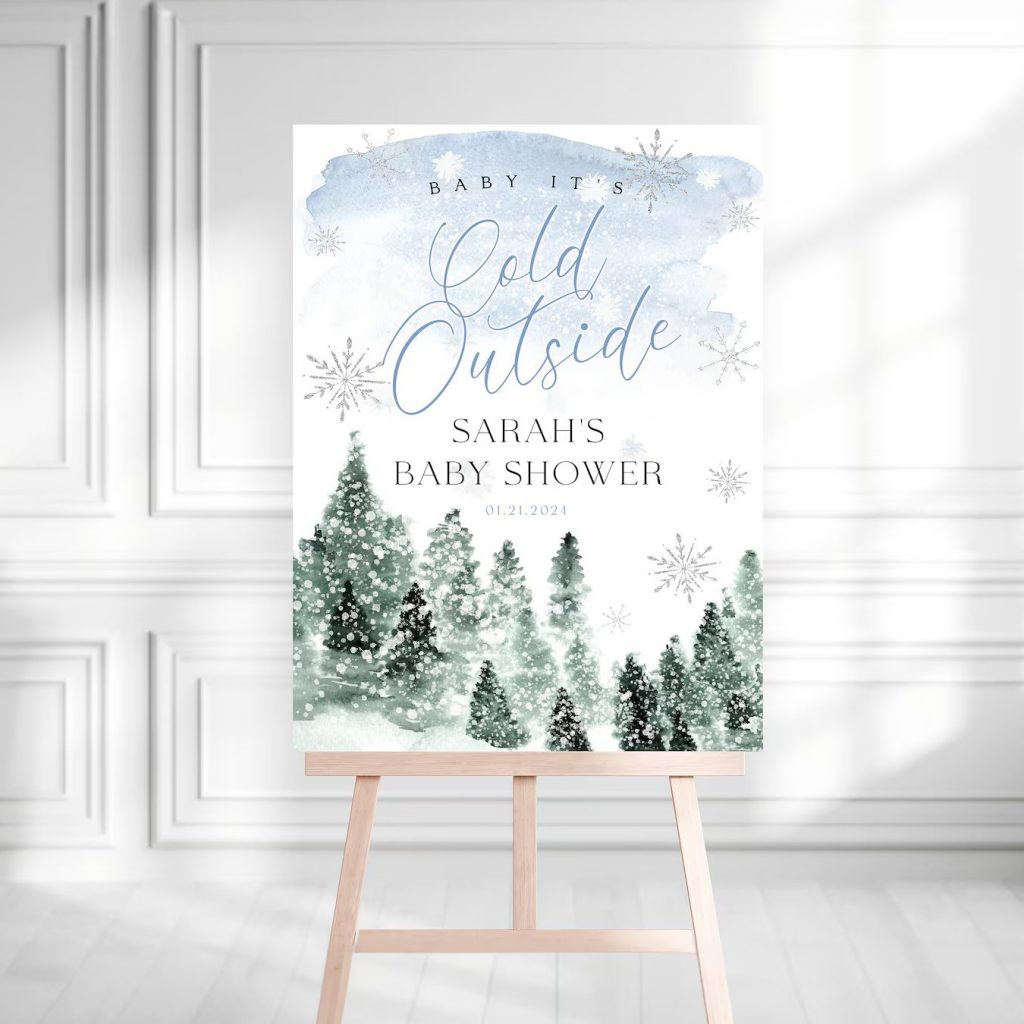 Baby It's Cold Outside Baby Shower Welcome Sign Printable