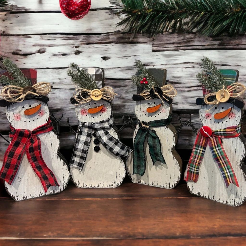 Farmhouse Christmas Wooden Snowmen