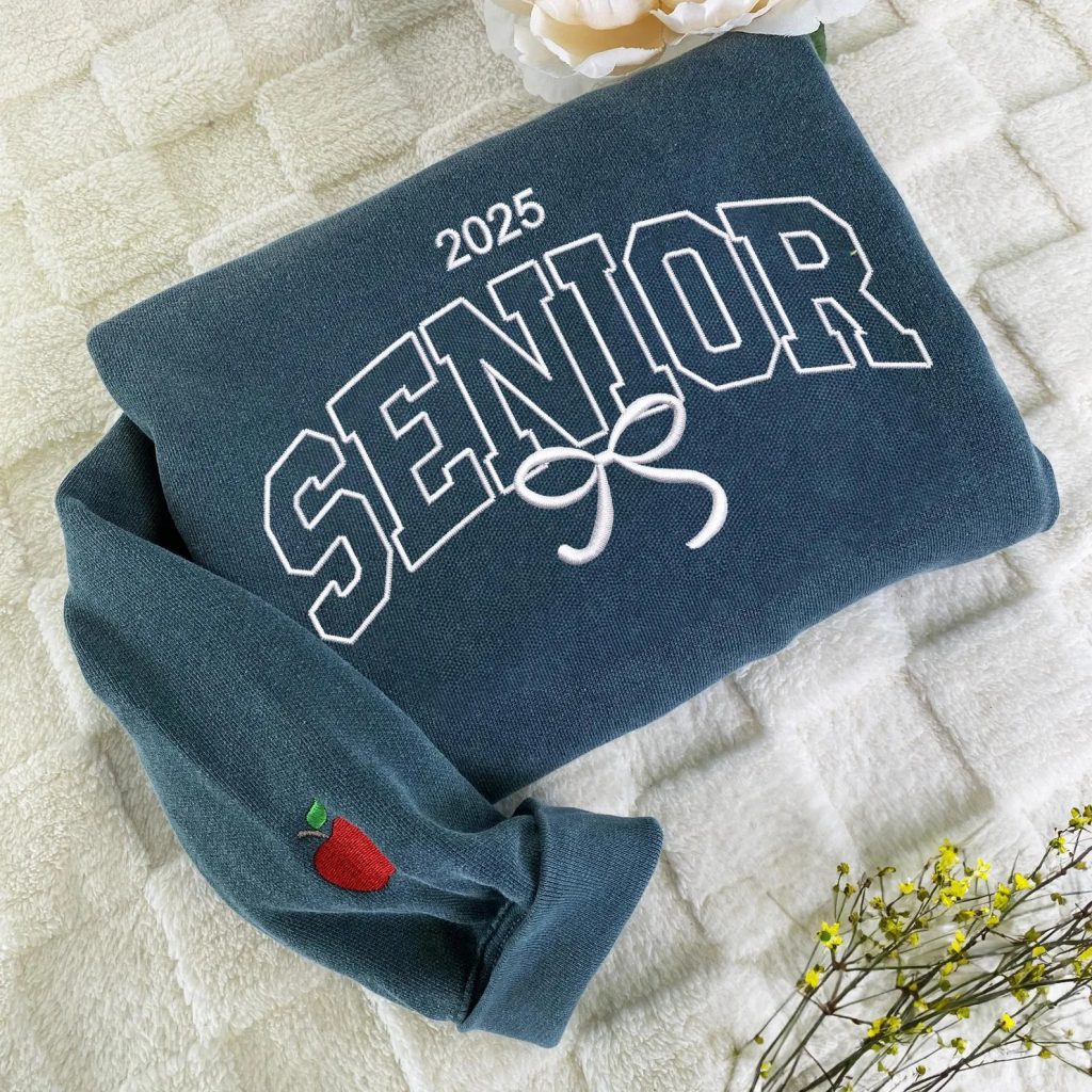 Embroidered Senior Sweatshirt Trendy Graduation Gift 2025