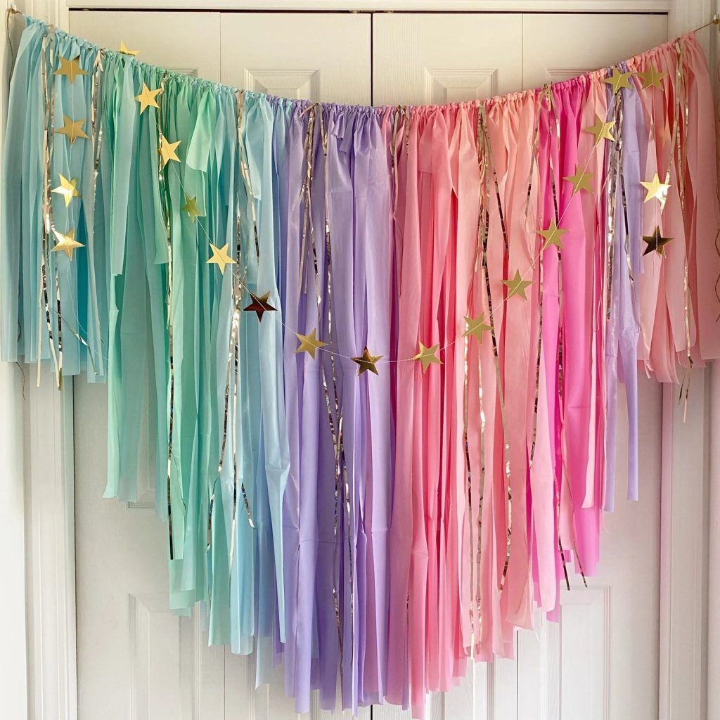 Unicorn Backdrop Fringes Baby Shower Decor Idea