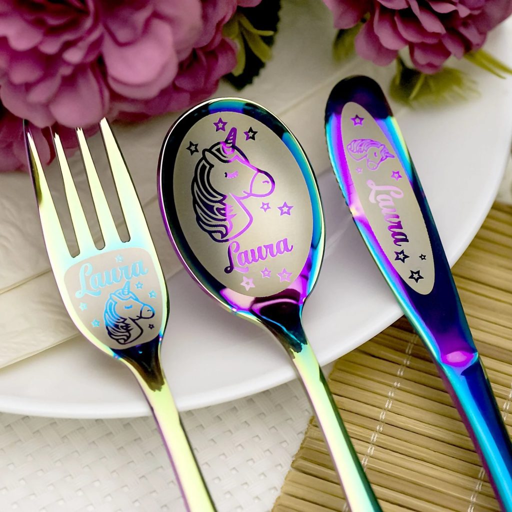 Unicorn Personalized Children Cutlery Set Baby Shower Gift Idea