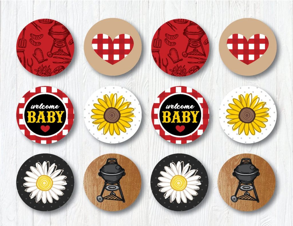 Baby-Q Shower Cupcake Toppers