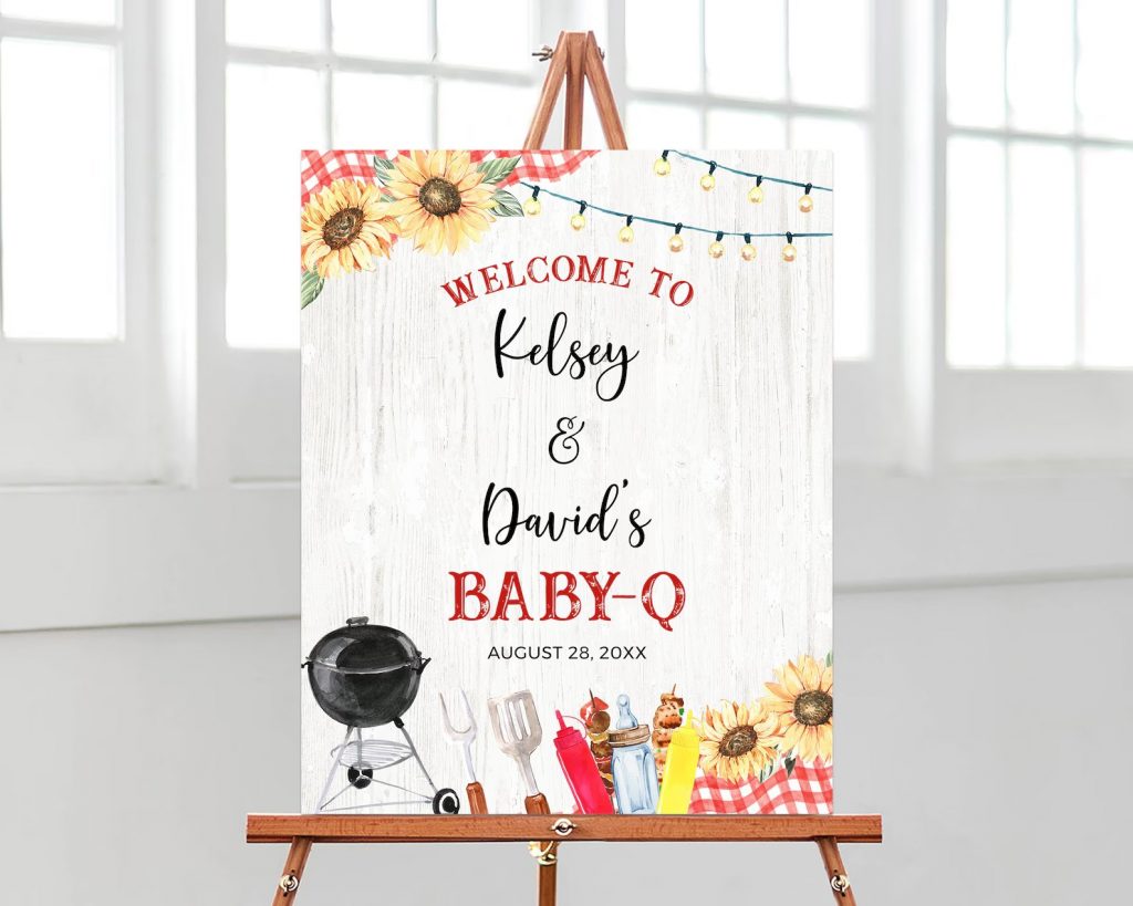 Baby-Q Shower Welcome Sign Printable