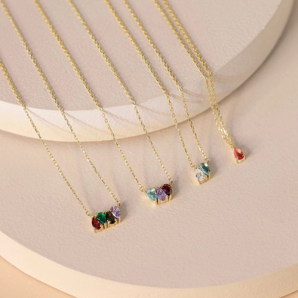 Family Birthstone Necklace Gift Idea For Mom 