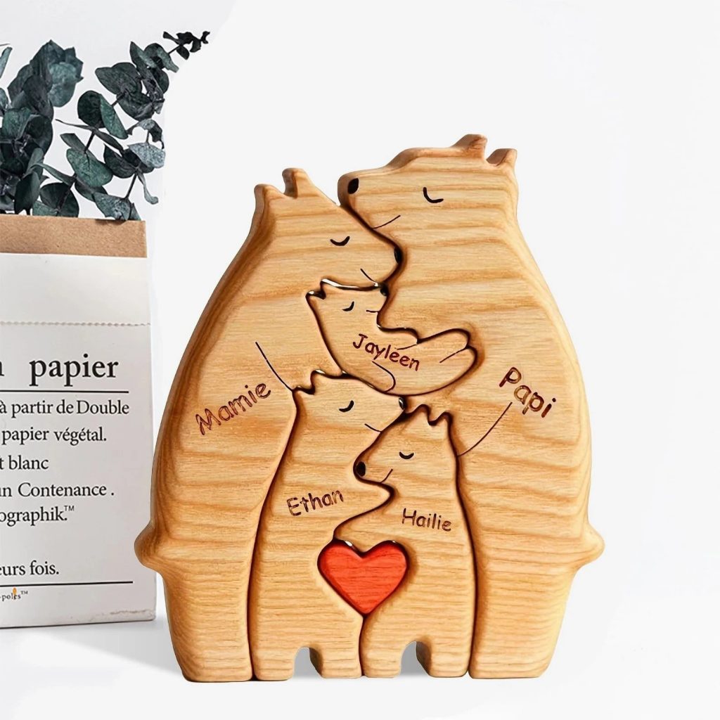 Wooden Bear Family Puzzle Gift Idea For Mom