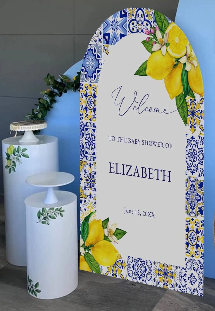 Amalfi Coast Baby Shower Mosaic Backdrop