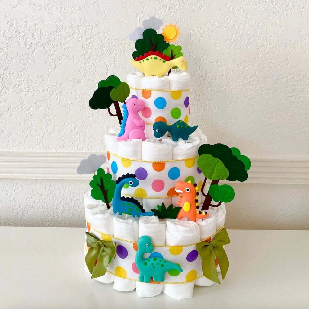 Dinosaur Baby Shower Diaper Cake