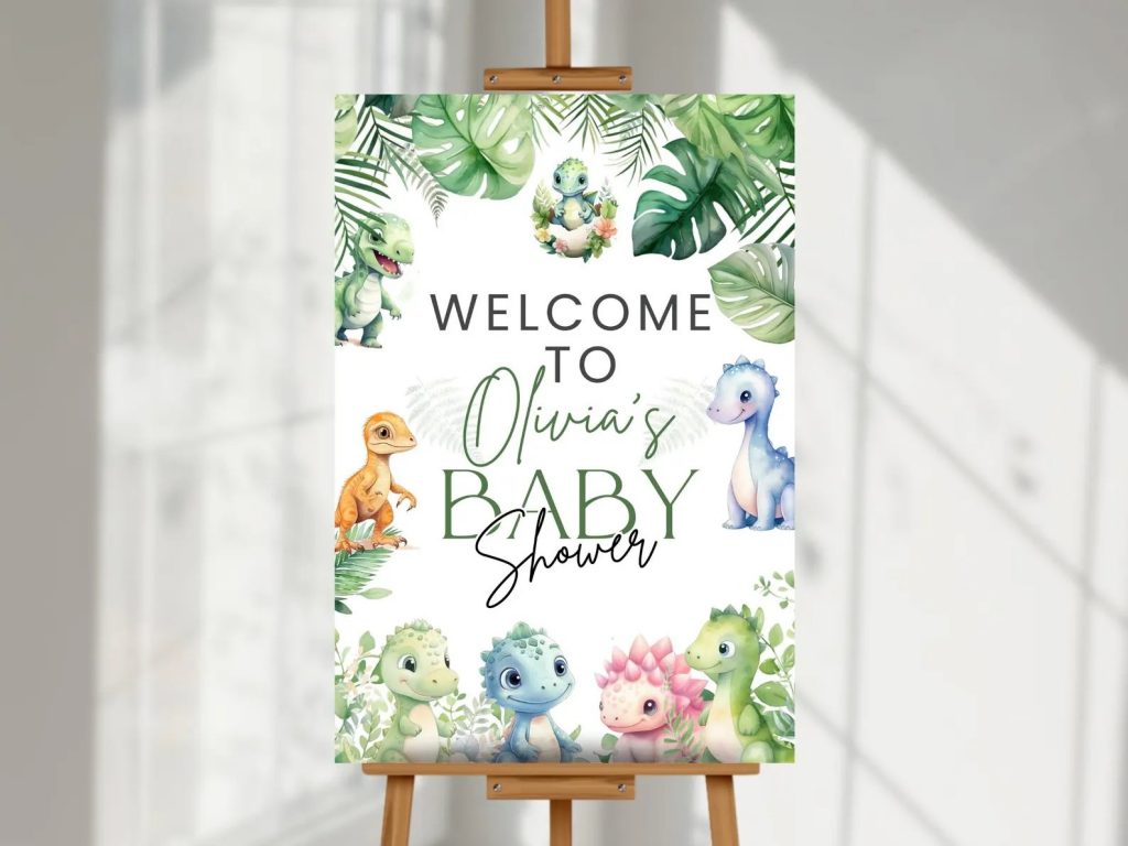 Dinosaur Baby Shower Welcome Sign Printable