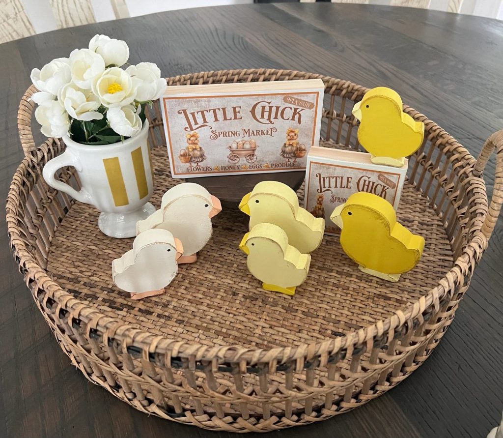 Wooden Chicks Easter Table Decor