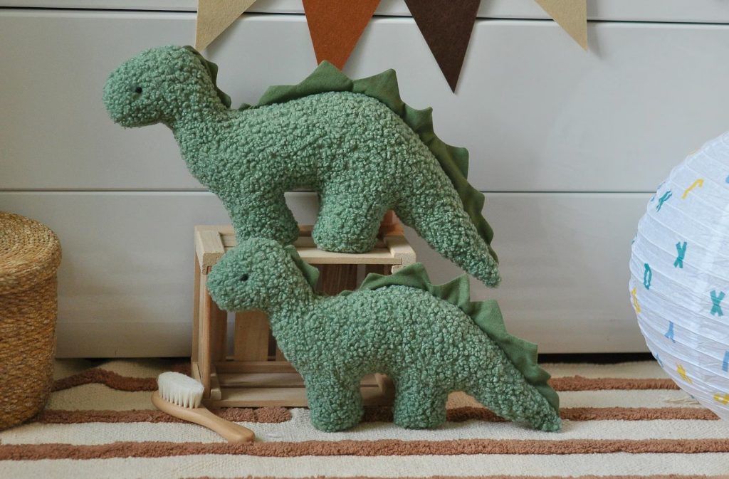 Handmade Plush Dinosaur baby shower decor 