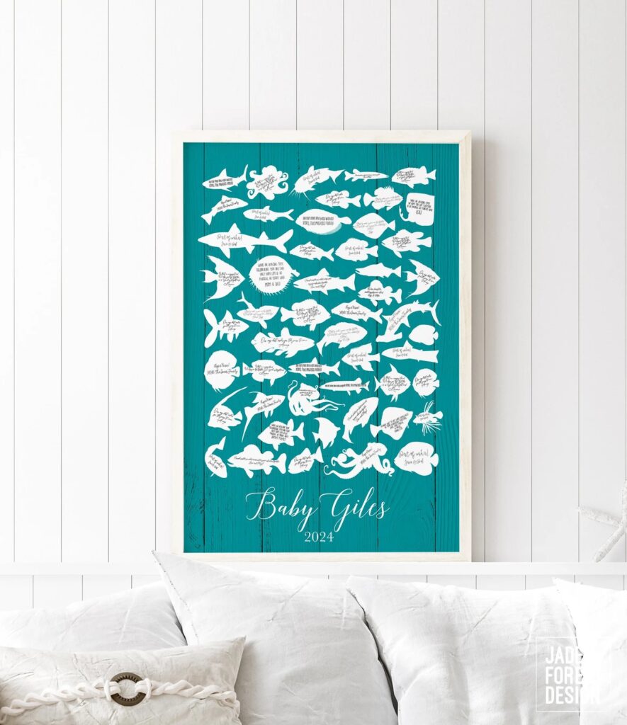 Sea Life Teal Under The Sea Baby Shower Guest Book